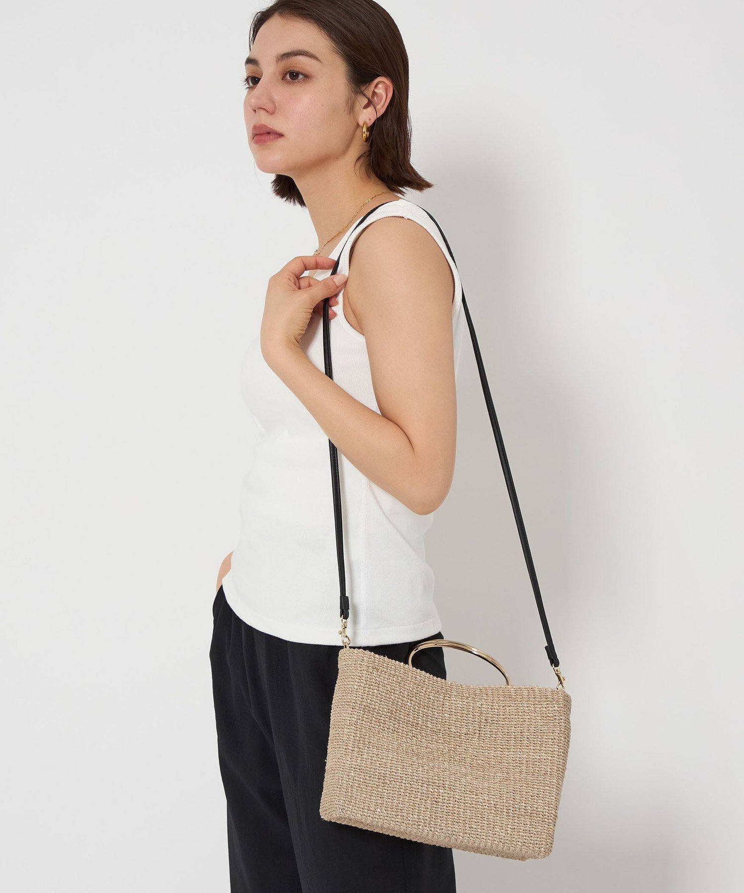【SALE／30%OFF】UNITED ARROWS green label relaxing ＜COTTO＞リングハンドル バスケットバッグ ユナイテッドアローズ アウトレット バッグ ショルダーバッグ ブラウン ホワイト【送料無料】