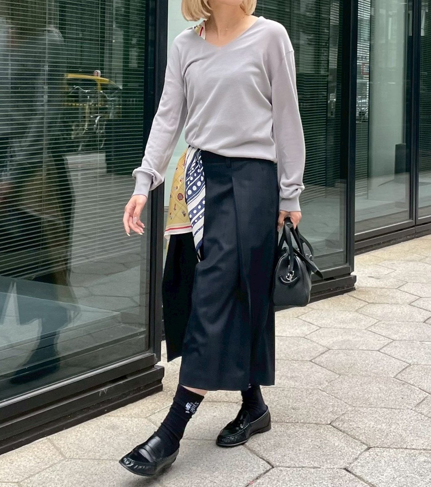 【SALE／30%OFF】LE CIEL BLEU デタッチャブルスカーフVニット / Detachable Scarf V Knit ルシェルブルー トップス ニット ブルー レッド グレー【送料無料】