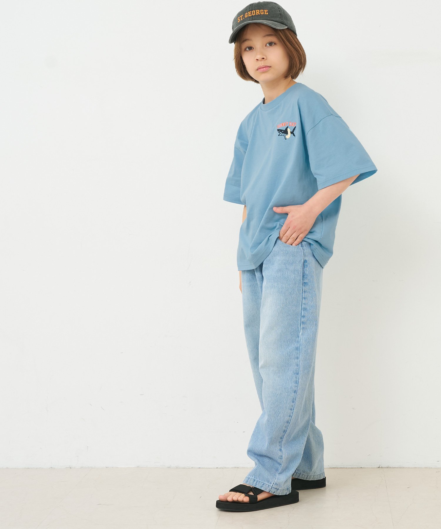 coca キッズ サメ刺繍オーバーサイズTシャツ コカ トップス カットソー・Tシャツ ...