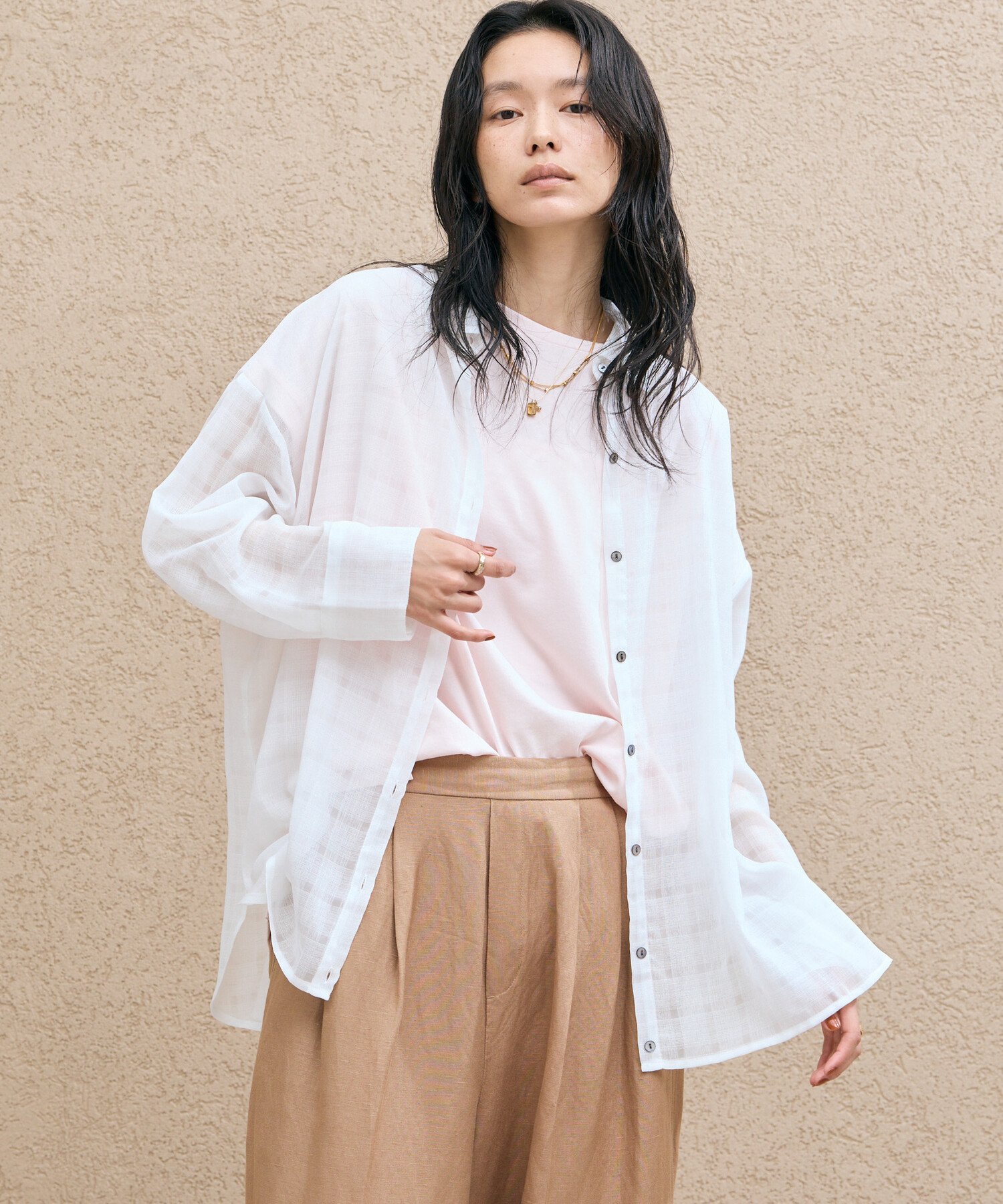 【SALE／40%OFF】DOUX ARCHIVES シアーチェックカシュクールシャツ ドゥアルシーヴ トップス シャツ・ブラウス ホワイト ブラウン【送料無料】