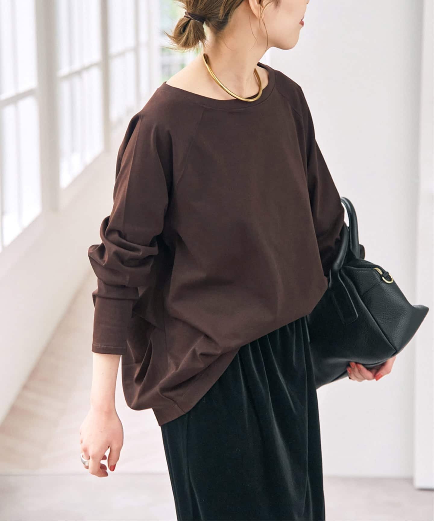 Spick & Span 《WEB限定カラー有り / 追加》ボートネックバックタックプルオーバー スピックアンドスパン トップス カットソー・Tシャツ ベージュ ブラウン ブラック