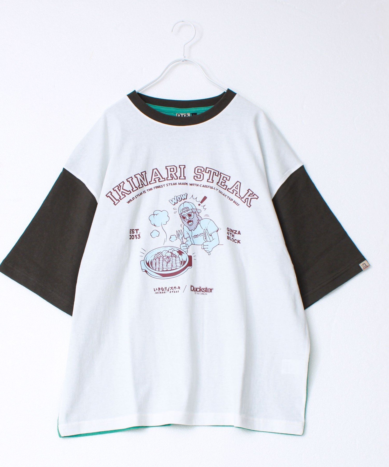 【Duckster×いきなりステーキ】カレッジTEE フレディ アンド グロスター トップス カットソー・Tシャツ ホワイト ブラック