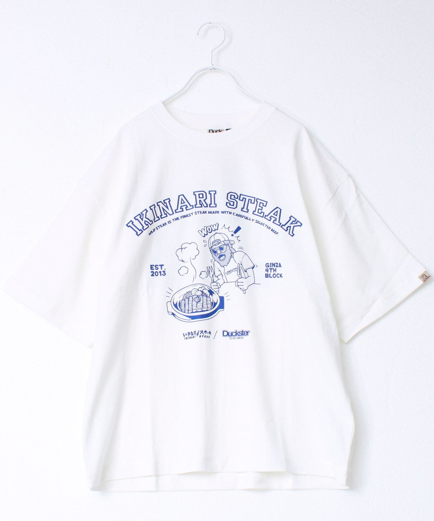 【Duckster×いきなりステーキ】カレッジTEE フレディ アンド グロスター トップス カットソー・Tシャツ ホワイト ブラック
