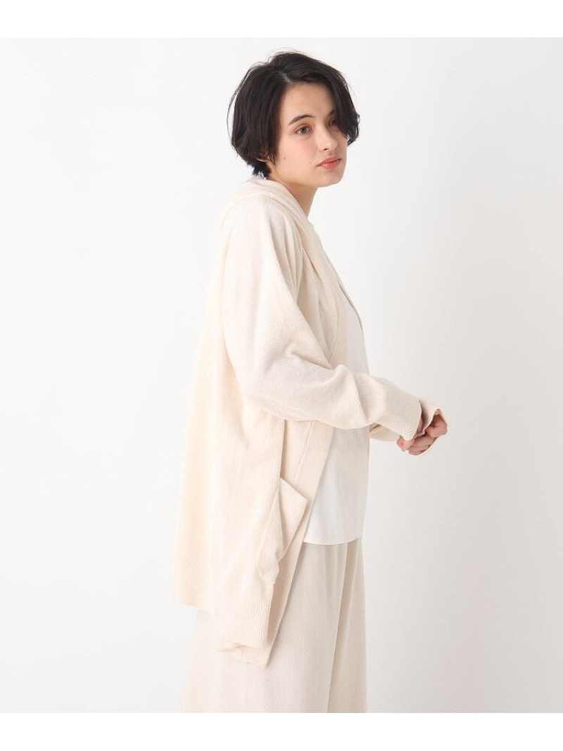 OPAQUE.CLIP フラッフィーニット フーディー【LOUNGEWEAR/WEB限定サイズ】 オペークドットクリップ カットソー パーカー ホワイト ベージュ ブルー【送料無料】