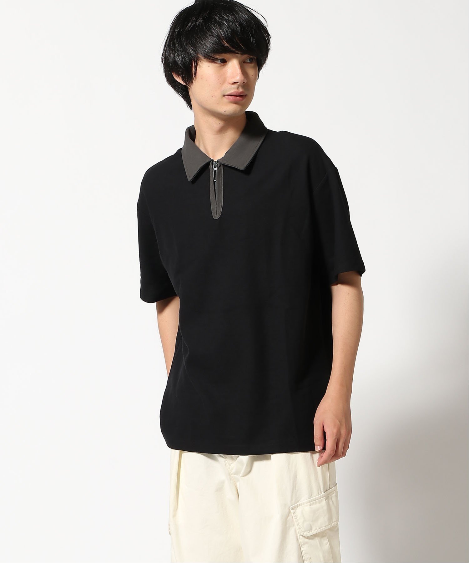 【SALE/84%OFF】SETUP7 SETUP7/ハーフジップバイカラーポロシャツ SCCH393 セットアップセブン トップス ポロシャツ ホワイト グリ...