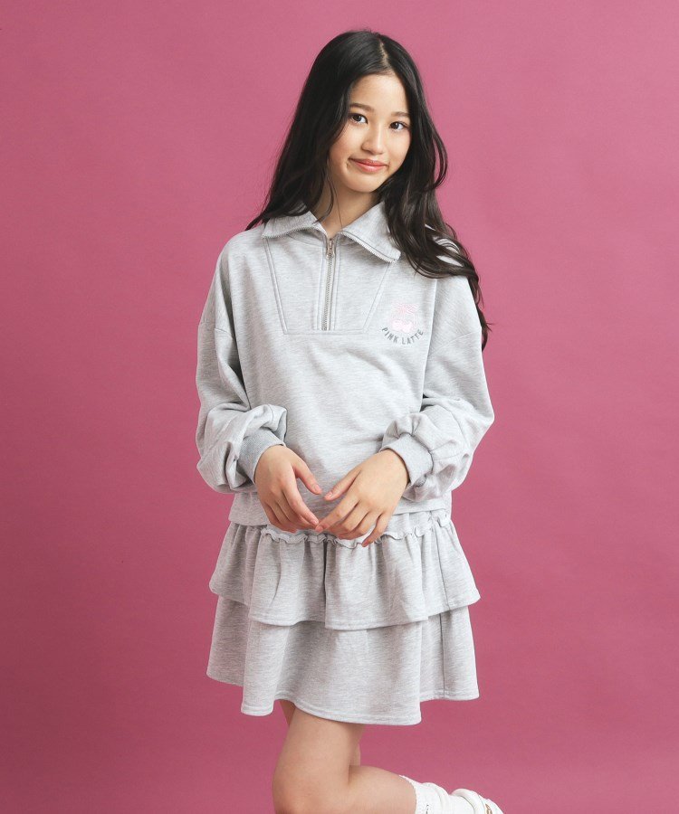 【SALE／13%OFF】PINK-latte 【セットアイテム】ハーフジップ&フリルスカート ピンク ラテ ワンピース・ドレス その他のワンピース・ドレス グレー ブルー【送料無料】のサムネイル