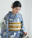 utatane utatane*注染工房 日本製 浴衣3点セット 赤坂紬 青藍に南国果物 ウタタネ 着物・浴衣・和装小物 浴衣【送料無料】