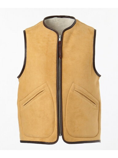 J. Press Shearling Vest VROVYW0215: Beige J. Press Shearling Vest VROVYW0215: Beige