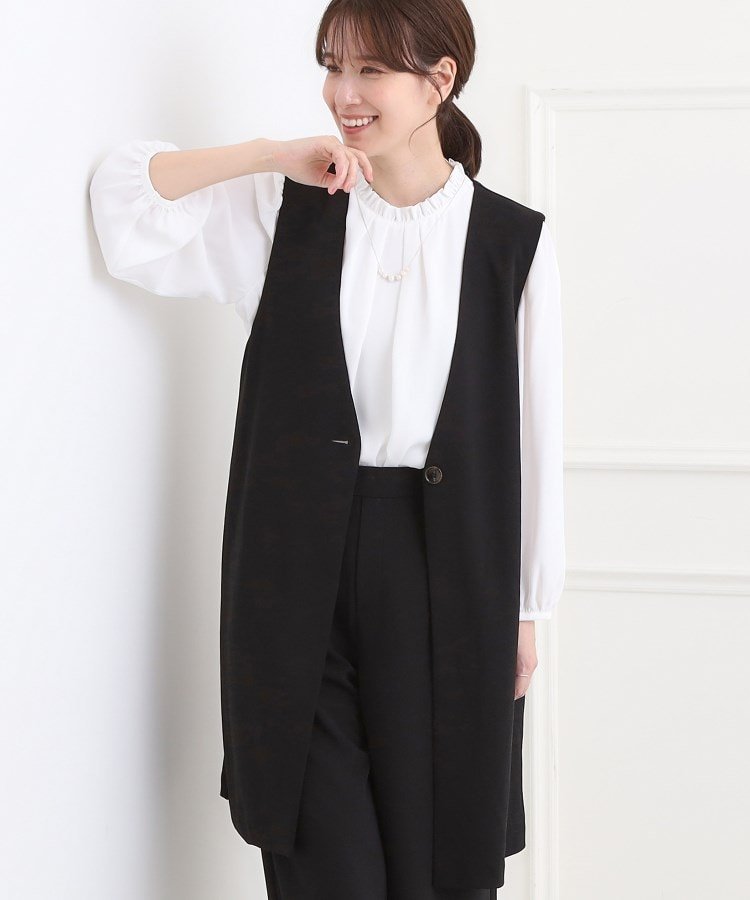 SHOO・LA・RUE 【洗濯機可/イージーケア/ストレッチ】きちんと楽に.カットジョーゼットロングジレ シュ..