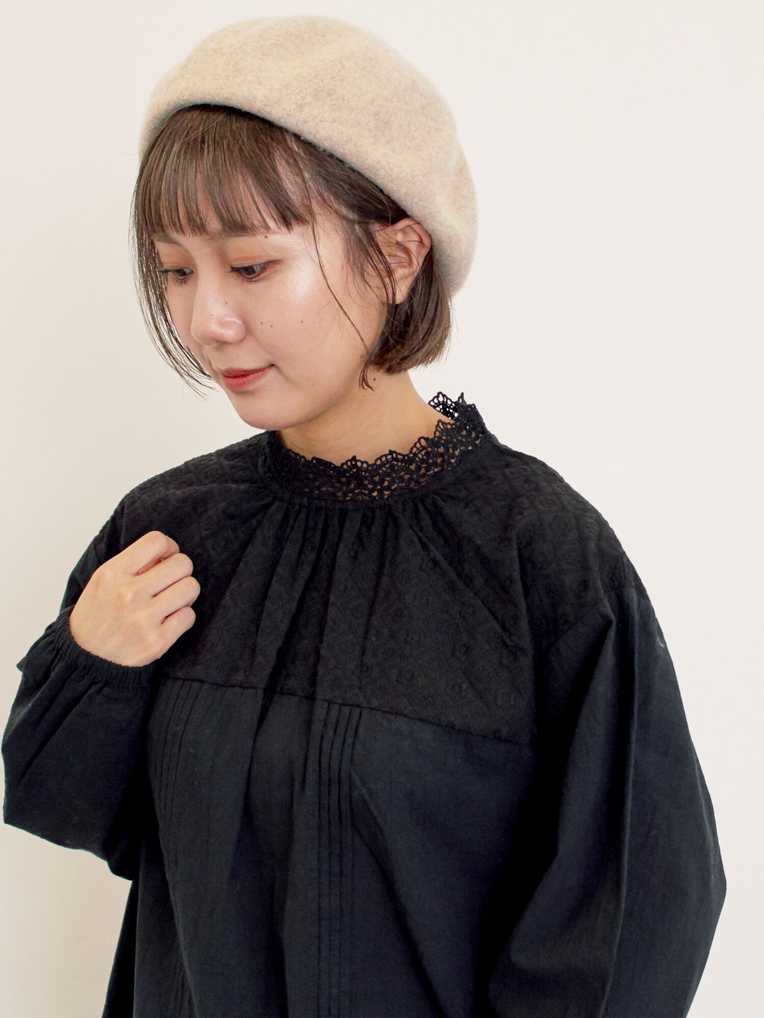 Samansa Mos2 オーバーレース切替ブラウス サマンサモスモス トップス シャツ・ブラウス ベージュ ブラック【送料無料】のサムネイル