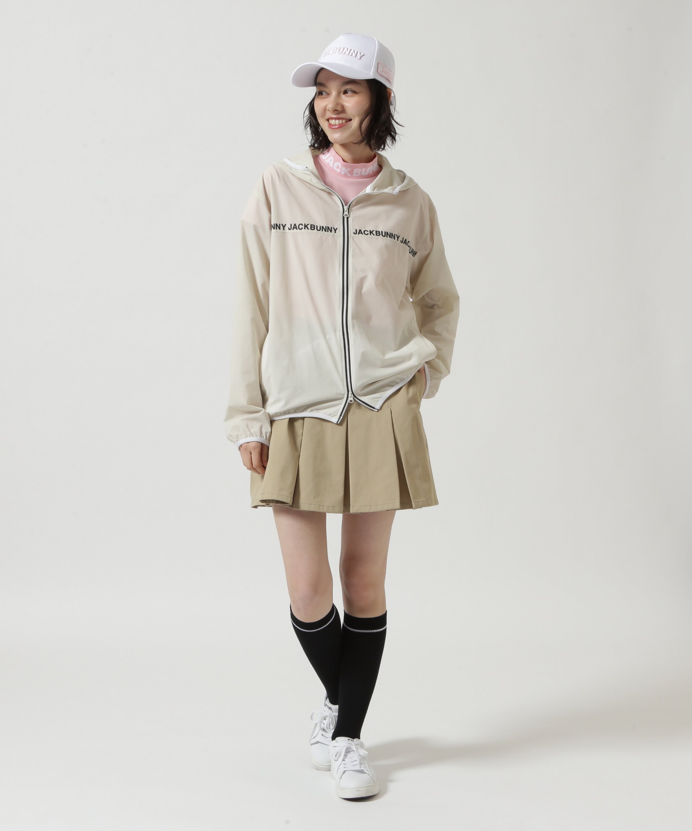 Jack Bunny!! 軽量撥水ジップアップフーディブルゾン ジャックバニー ジャケット・アウター ブルゾン・ジャンパー ホワイト ブラック