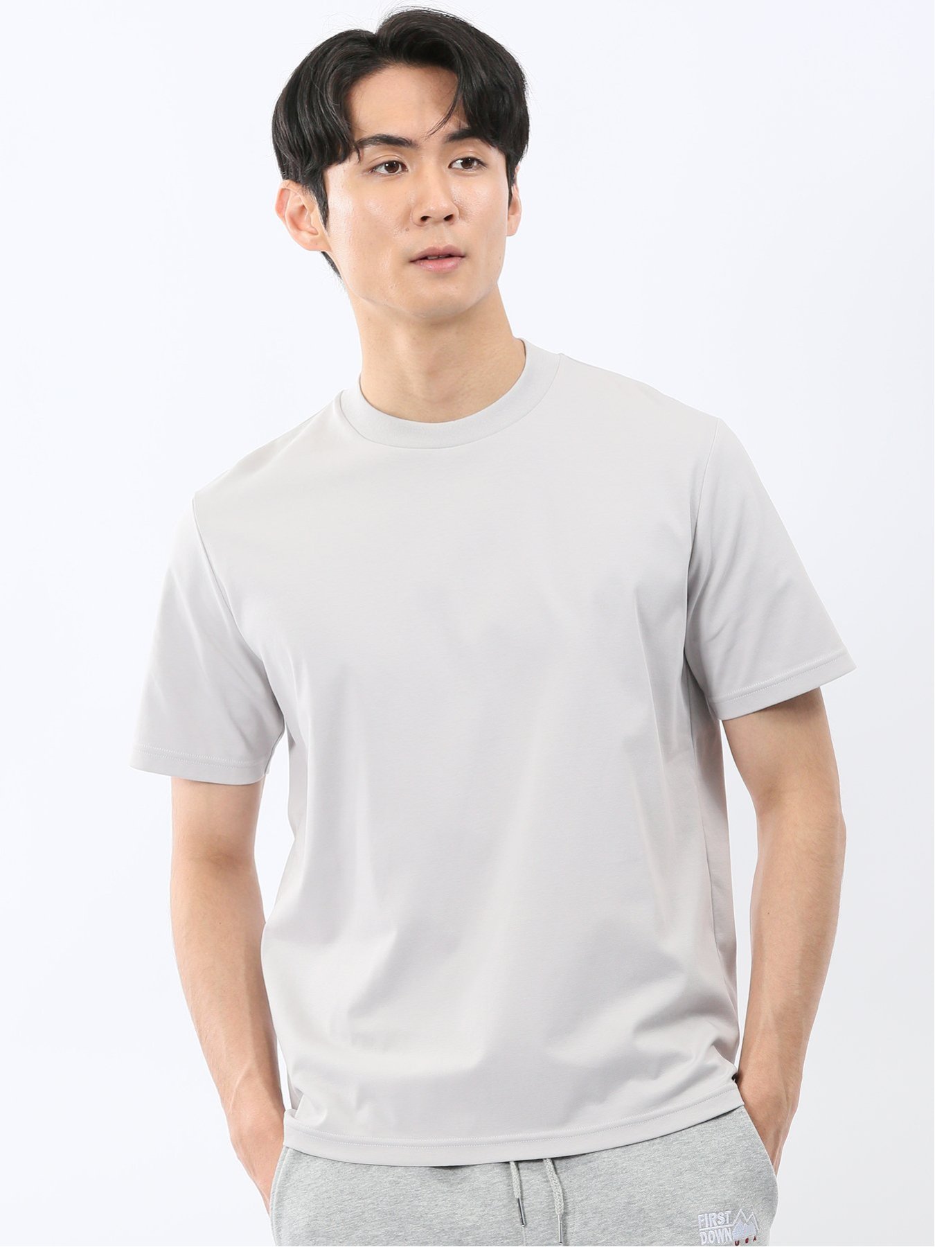 m.f.editorial 【DRESS T-SHIRT】シルケットスムス スロープネック 半袖Tシャツ タカキュー トップス カットソー・Tシャツ ネイビー グレー ホワイト