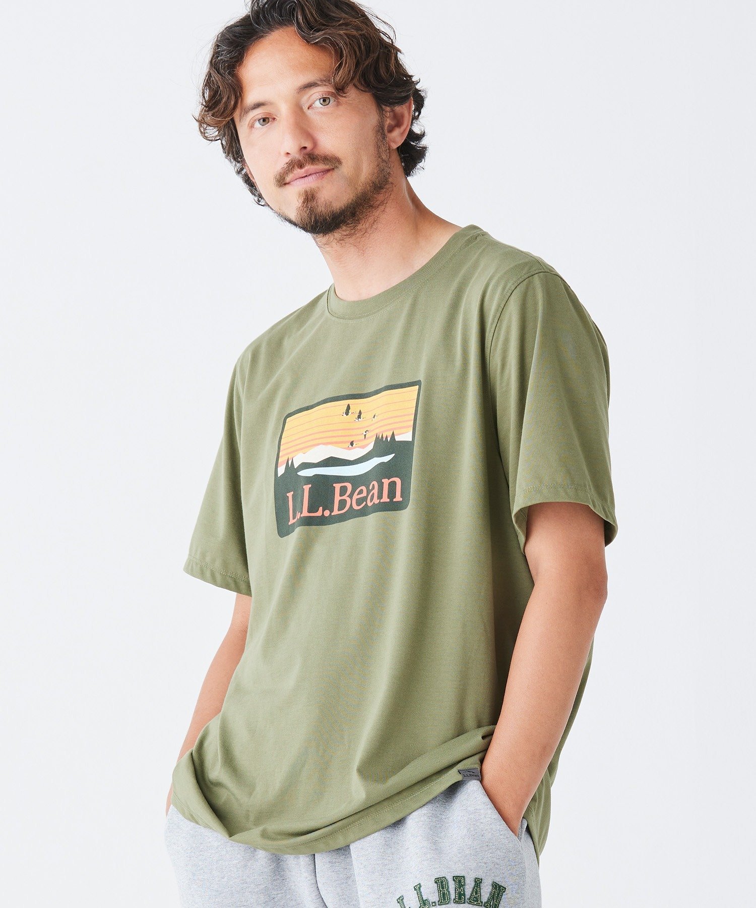 ハンターズ・グラフィック・ティ エルエルビーン トップス カットソー・Tシャツ カーキグリーン ネイビー