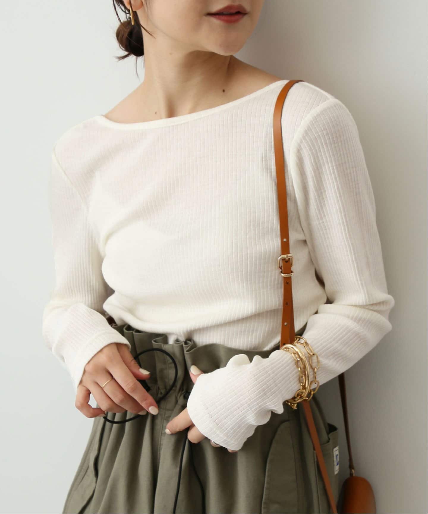 SLOBE IENA ウール針抜きテレコバックオープンプルオーバー スローブ イエナ トップス カットソー・Tシャツ ホワイト ブラック ブルー【送料無料】のサムネイル