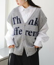 【SALE/30%OFF】CIAOPANIC TYPY ロゴジャガード前開きニットベスト チャオパニックティピー トップス ニット グレー ベージュ ネイビー【...