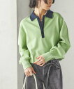 【SALE/40%OFF】SHIPS WOMEN <手洗い可能>配色 ポロカラー プルオーバー シップス トップス ニット グリーン ホワイト【送料無料】