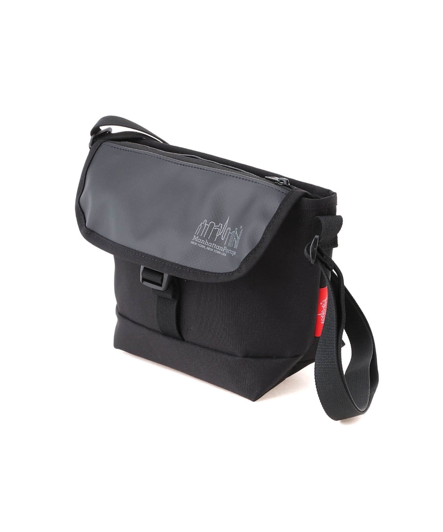 Manhattan Portage Manhattan Portage/(U)Pacific Nylon Messenger Bag Flap Zipper Pocket W/ Divide マンハッタンポーテージ バッグ メッセンジャーバッグ ブラック