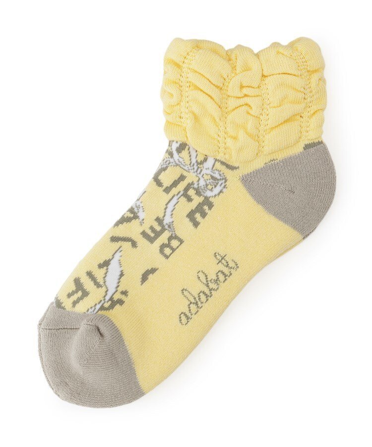 【SALE／20%OFF】adabat テープ柄ショートフレンチ アダバット 靴下・レッグウェア 靴下 ホワイト イエロー