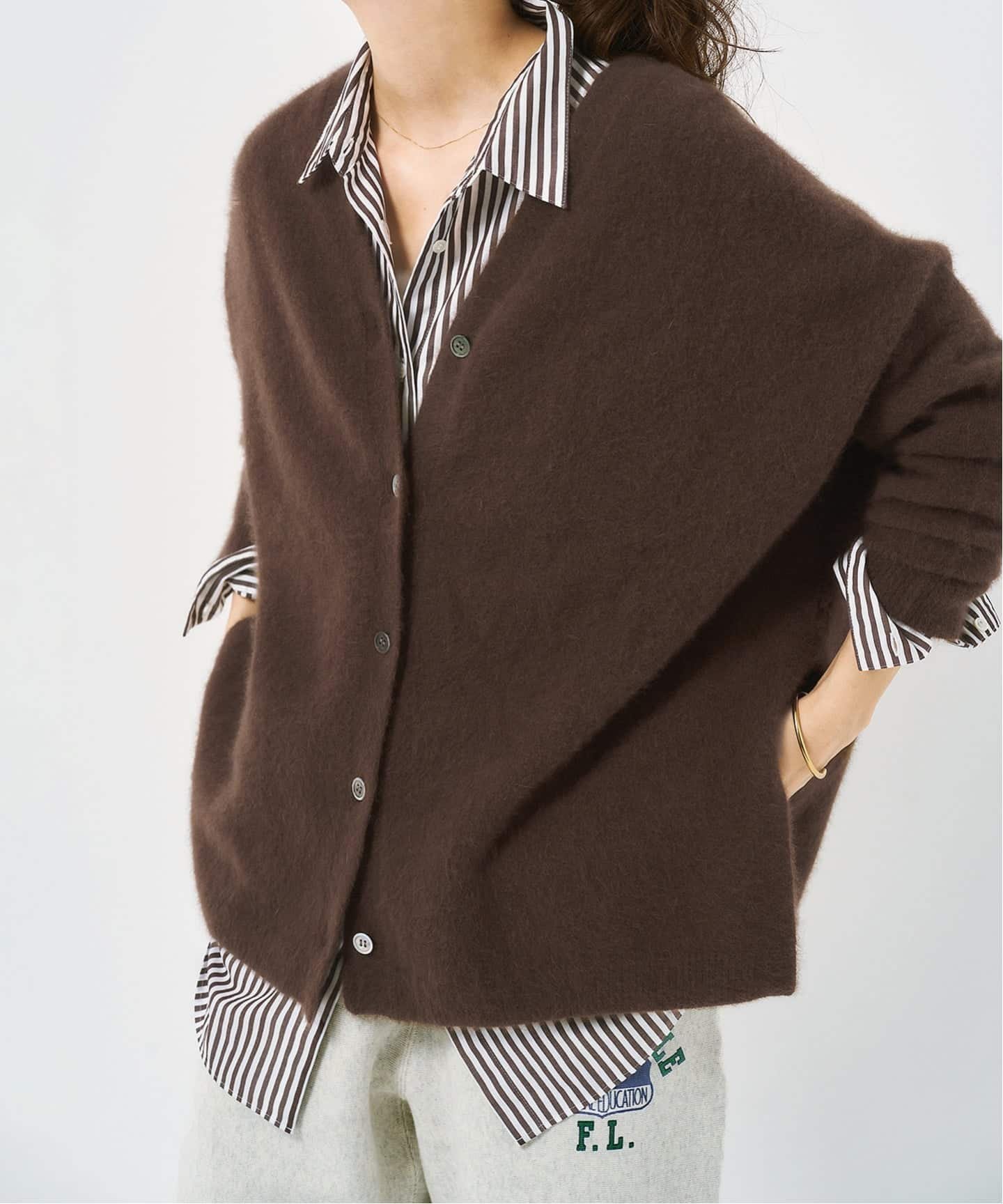 Spick & Span フォックスウールミックス2WAYカーディガン スピックアンドスパン トップス カーディガン グレー ブラウン【送料無料】のサムネイル