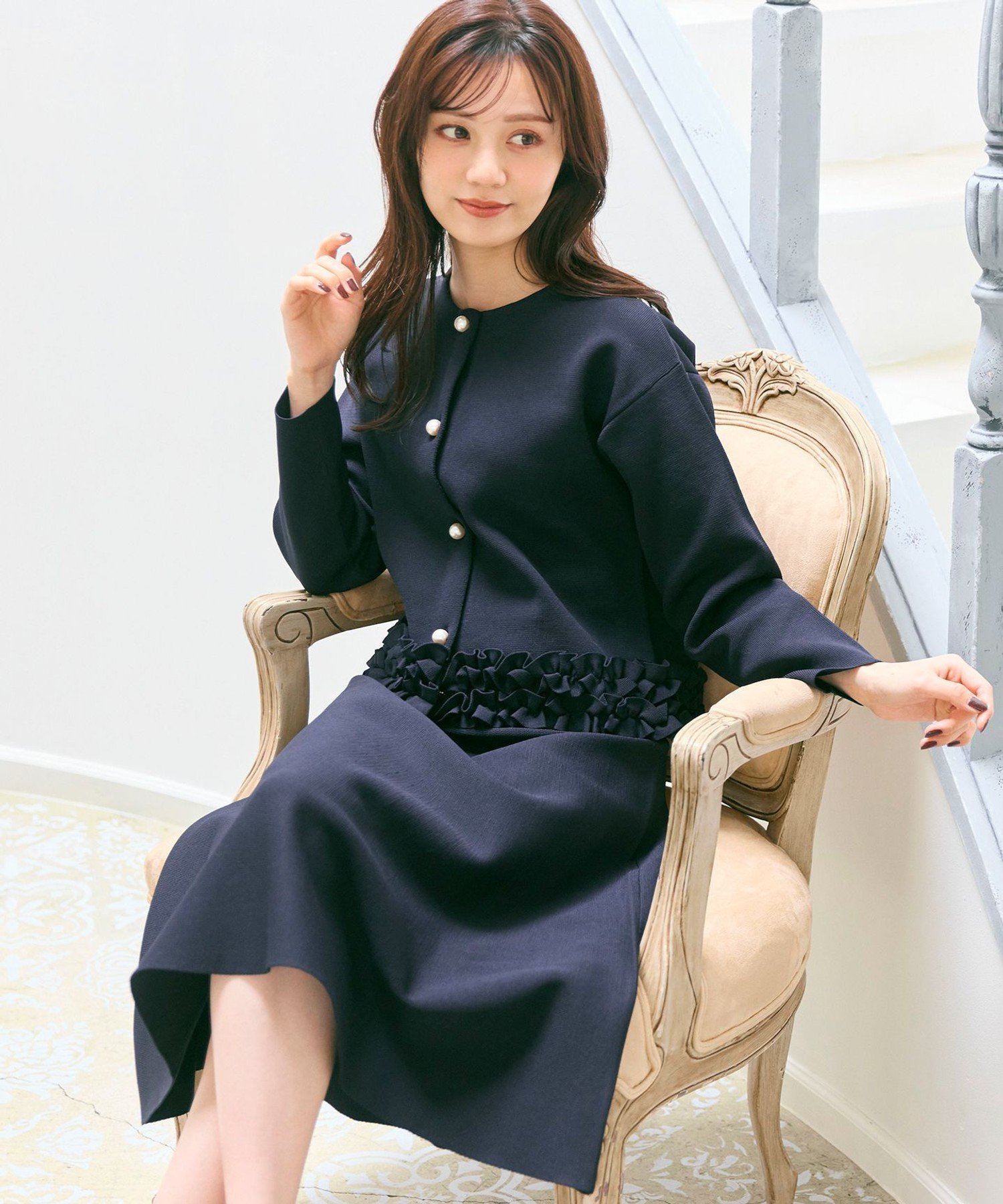 楽天市場】フリル（カラーネイビー）（コート・ジャケット