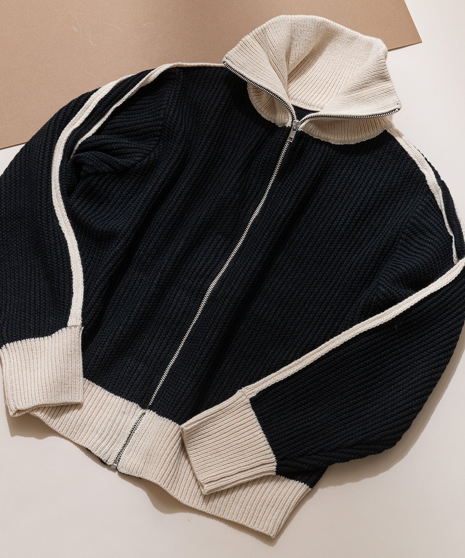 【SALE／30%OFF】C-FORT POINT C-FORT POINT/(W)Wラインニット トラックジャケット ジーンズメイト トップス ニット ブラウン ブラック【送料無料】