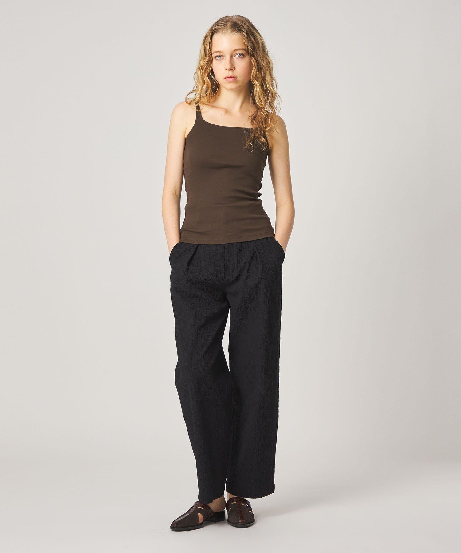 Steven Alan ＜Steven Alan＞リップル コットン タック トラウザーズ ビューティー＆ユース ユナイテッドアローズ パンツ その他のパンツ ブラック ホワイト