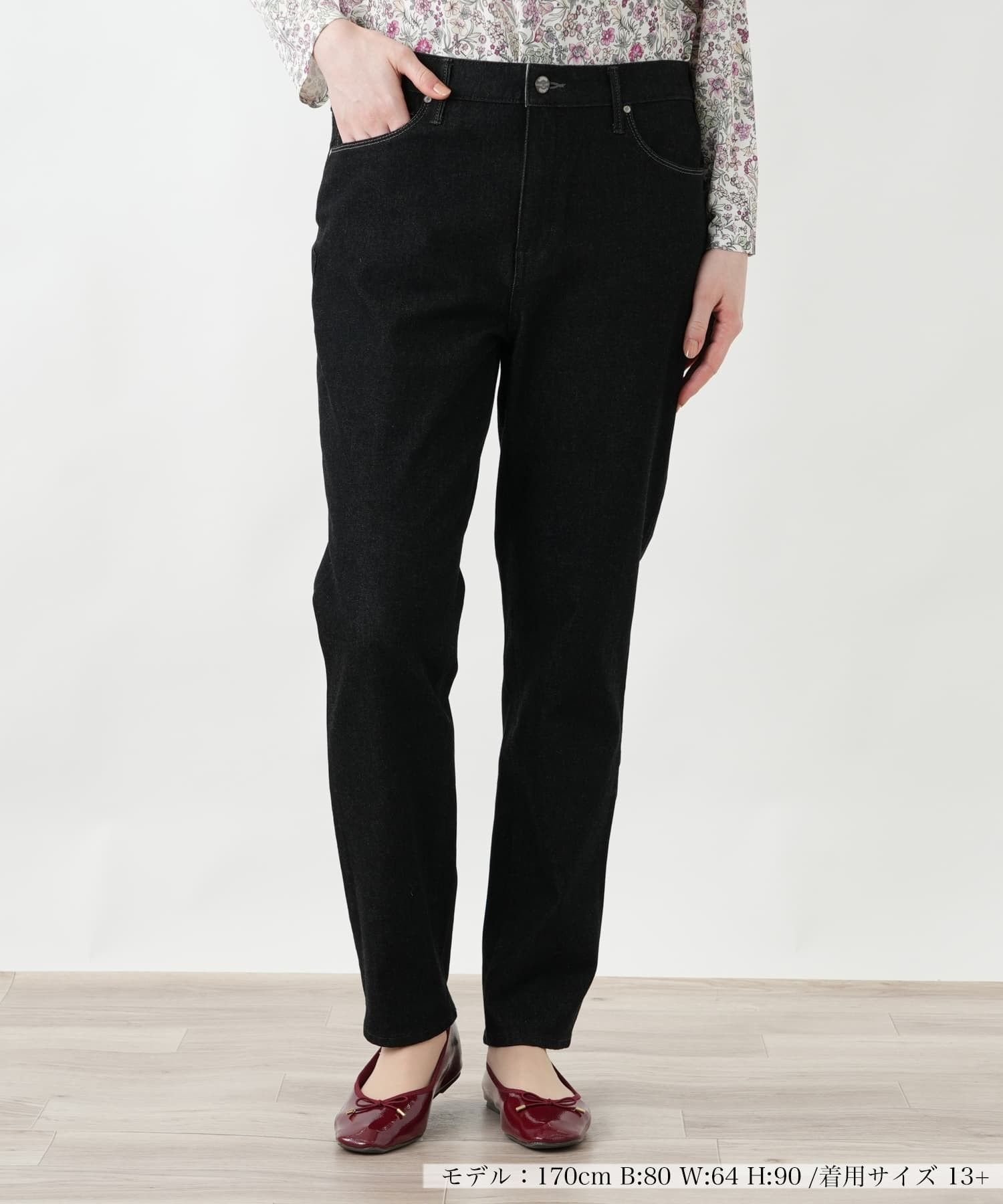 Leilian PLUS HOUSE ジーンズ L JEANS レリアン プラスハウス パンツ ジーンズ・デニムパンツ ブラック グレー