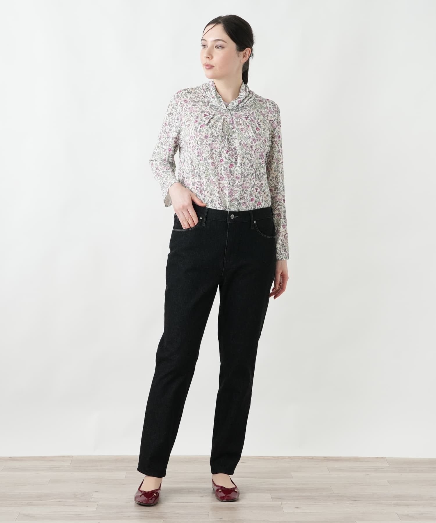 Leilian PLUS HOUSE ジーンズ L JEANS レリアン プラスハウス パンツ ジーンズ・デニムパンツ ブラック グレー