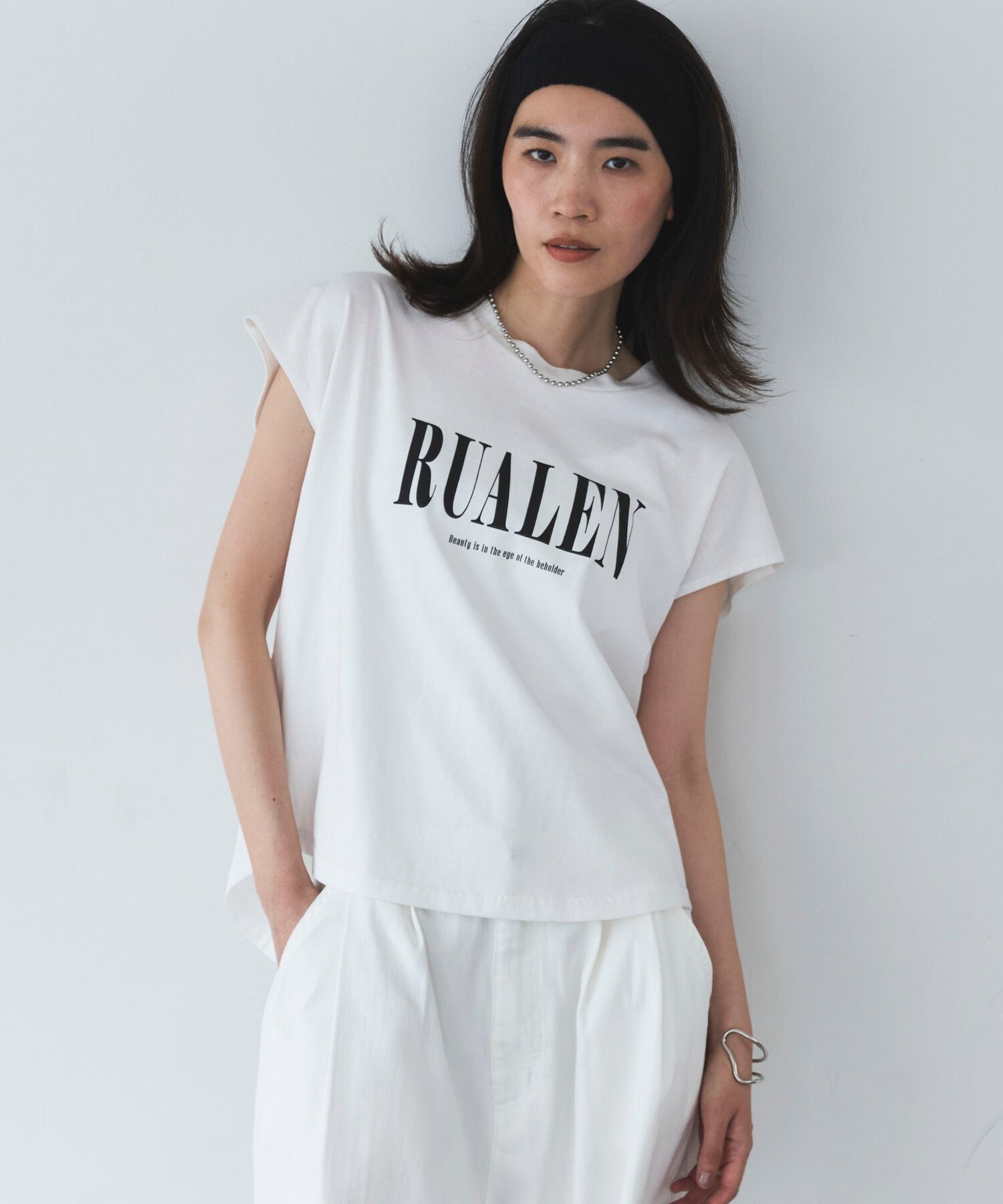 RUALENフレンチスリーブTee ドゥアルシーヴ トップス ノースリーブ・タンクトップ ベージュ ブラック グリーン ホワイト