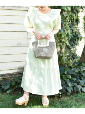 MAJESTIC LEGON ピクニックロングワンピース マジェスティックレゴン ワンピース ロングワンピース/マキシワンピース グレー ホワイト グリーン【送料無料】