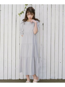 MAJESTIC LEGON ピクニックロングワンピース マジェスティックレゴン ワンピース ロングワンピース/マキシワンピース グレー ホワイト グリーン【送料無料】