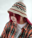 【SALE/30%OFF】improves 総柄 ニット クラッシャーハット インプローブス 帽子 ハット ブラック ホワイト グレー