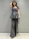 LILY BROWN 【WEB限定00サイズ】バルーンペプラムボンディングセットアップ リリーブラウン トップス その他のトップス グレー ブラック ブラウン【...