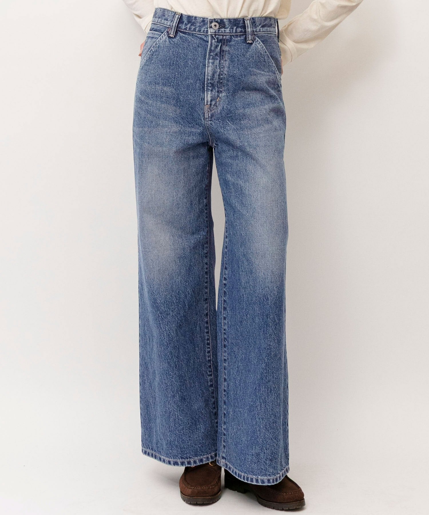 Johnbull Private labo ワイドデニムパンツ ジョンブルプライベートラボ パンツ ジーンズ・デニムパンツ ブルー