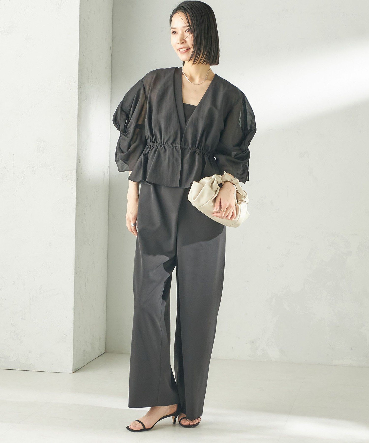 WOMEN 【SHIPS別注】troisiemeCHACO:＜手洗い可能＞シアー ボレロ ブラウス(セレモニー対応可) シップス トップス シャツ・ブラウス ベージュ ブラック