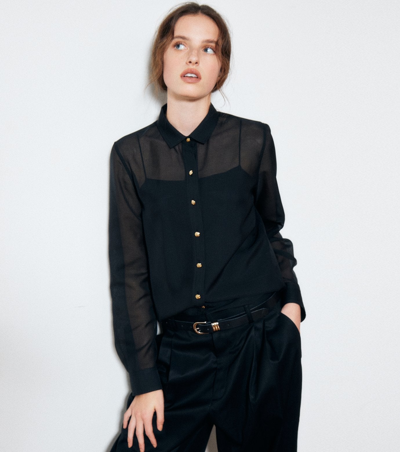 LE CIEL BLEU オーガンザシャツ / Organza Shirt ルシェルブルー トップス シャツ・ブラウス ホワイト ブラック