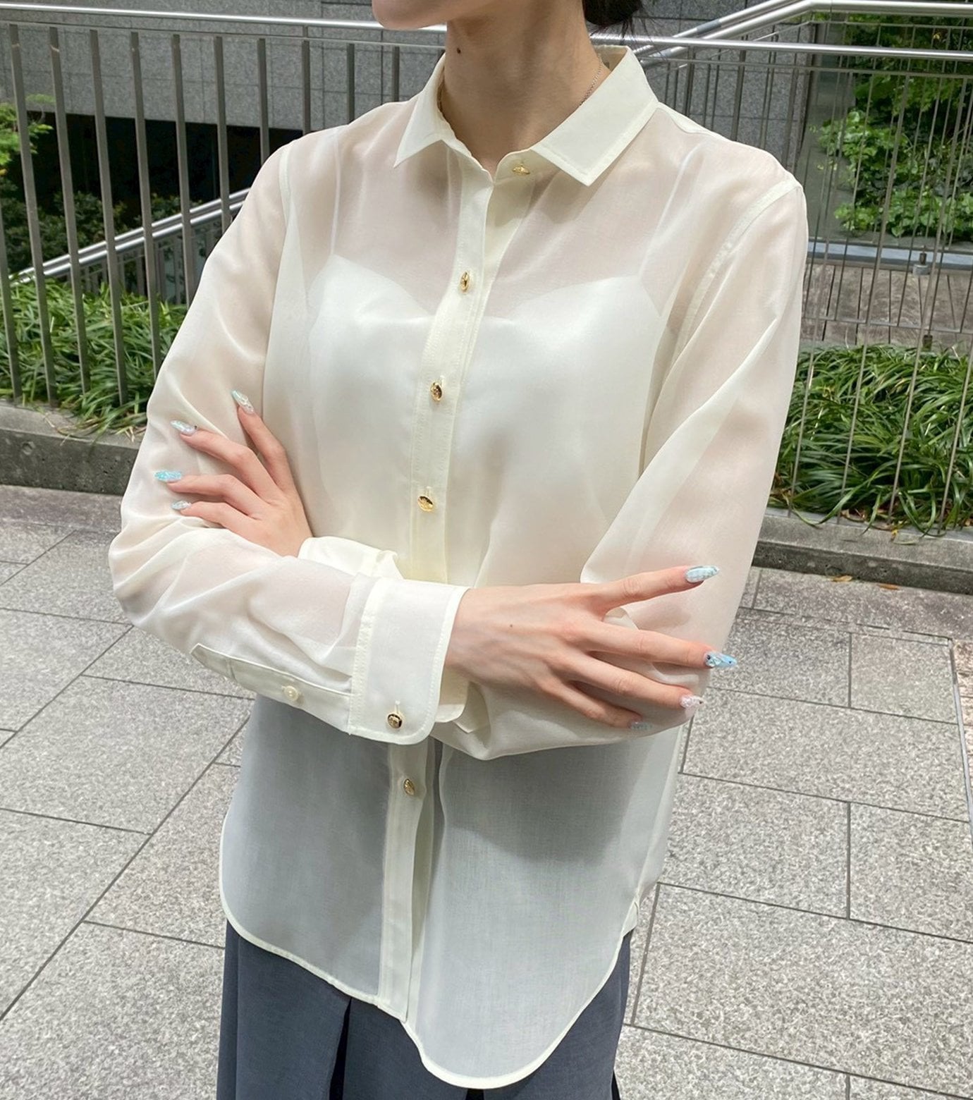 LE CIEL BLEU オーガンザシャツ / Organza Shirt ルシェルブルー トップス シャツ・ブラウス ホワイト ブラック