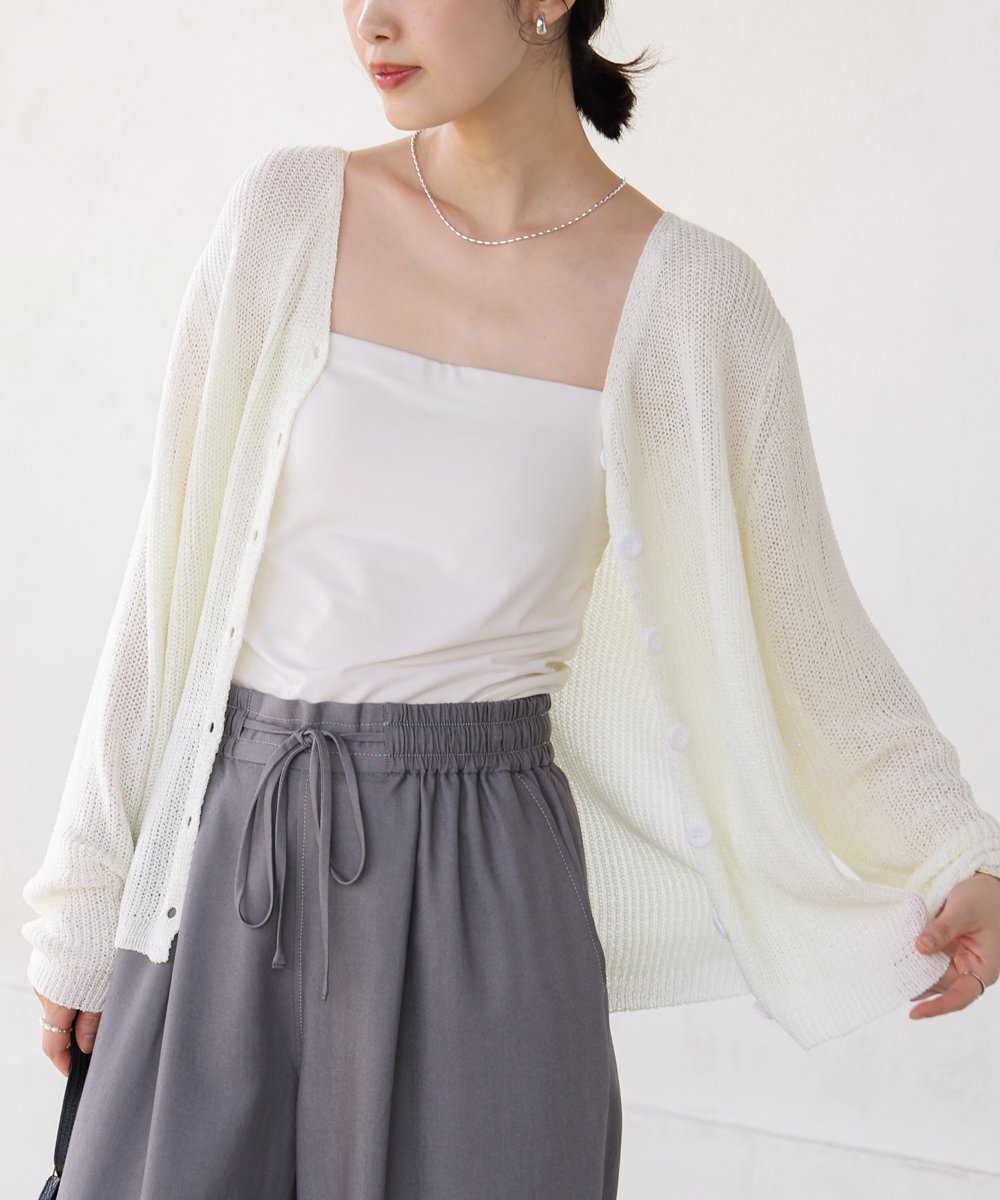 【SALE／50%OFF】Bou Jeloud サマースラブカーディガン バブ / ブージュルード トップス カーディガン ベージュ ホワイト ブラック