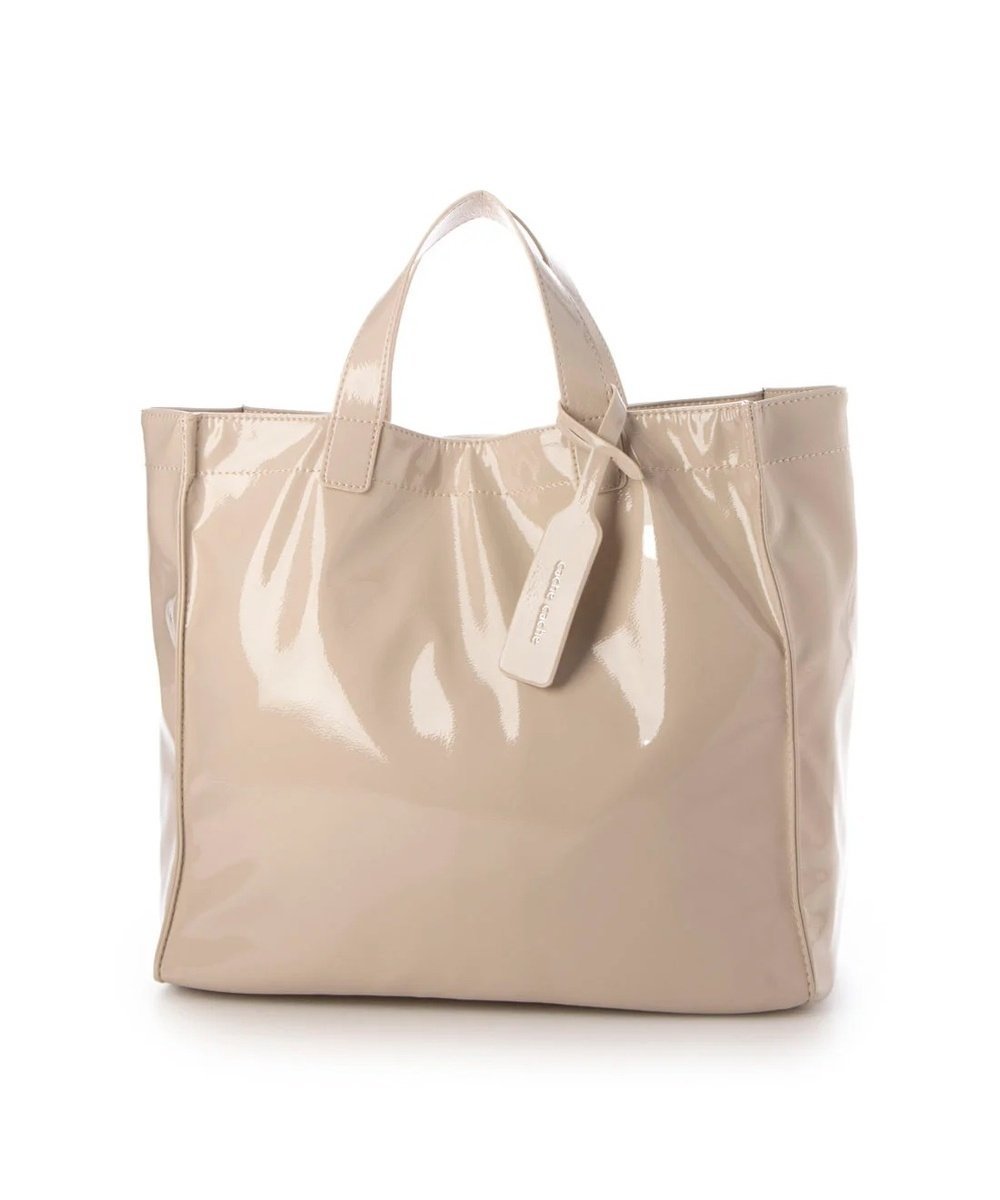 cache cache cachecache カシュカシュ ソフトエナメルショッパーバッグ ローラ バッグ トートバッグ ベージュ ホワイト ネイビー ブラック イエロー グリーン【送料無料】(4)