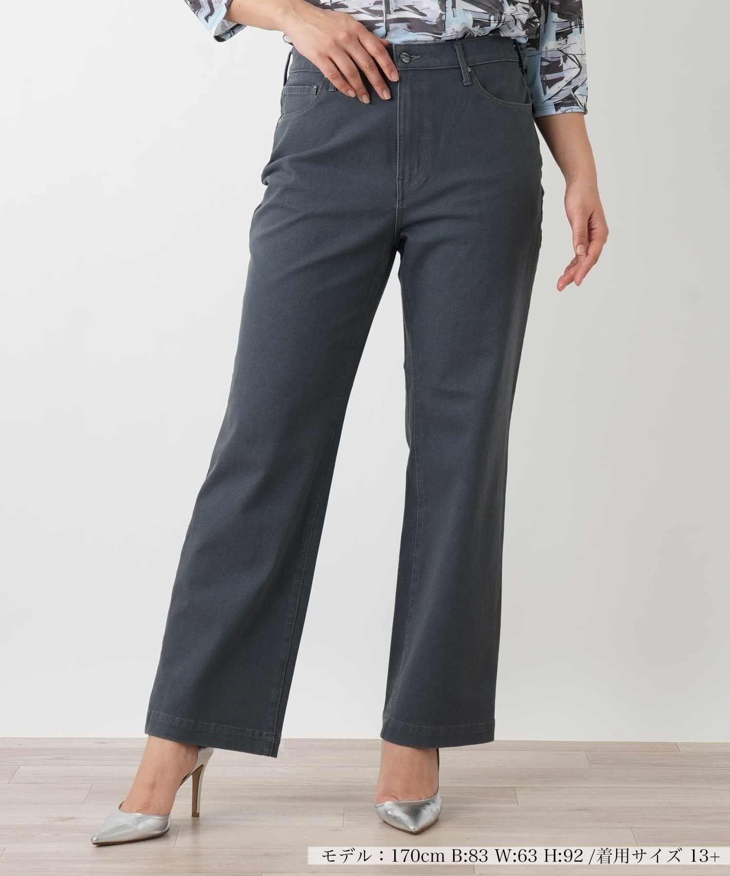 Leilian PLUS HOUSE ジーンズ L JEANS レリアン プラスハウス パンツ ジーンズ・デニムパンツ ブラック グレー