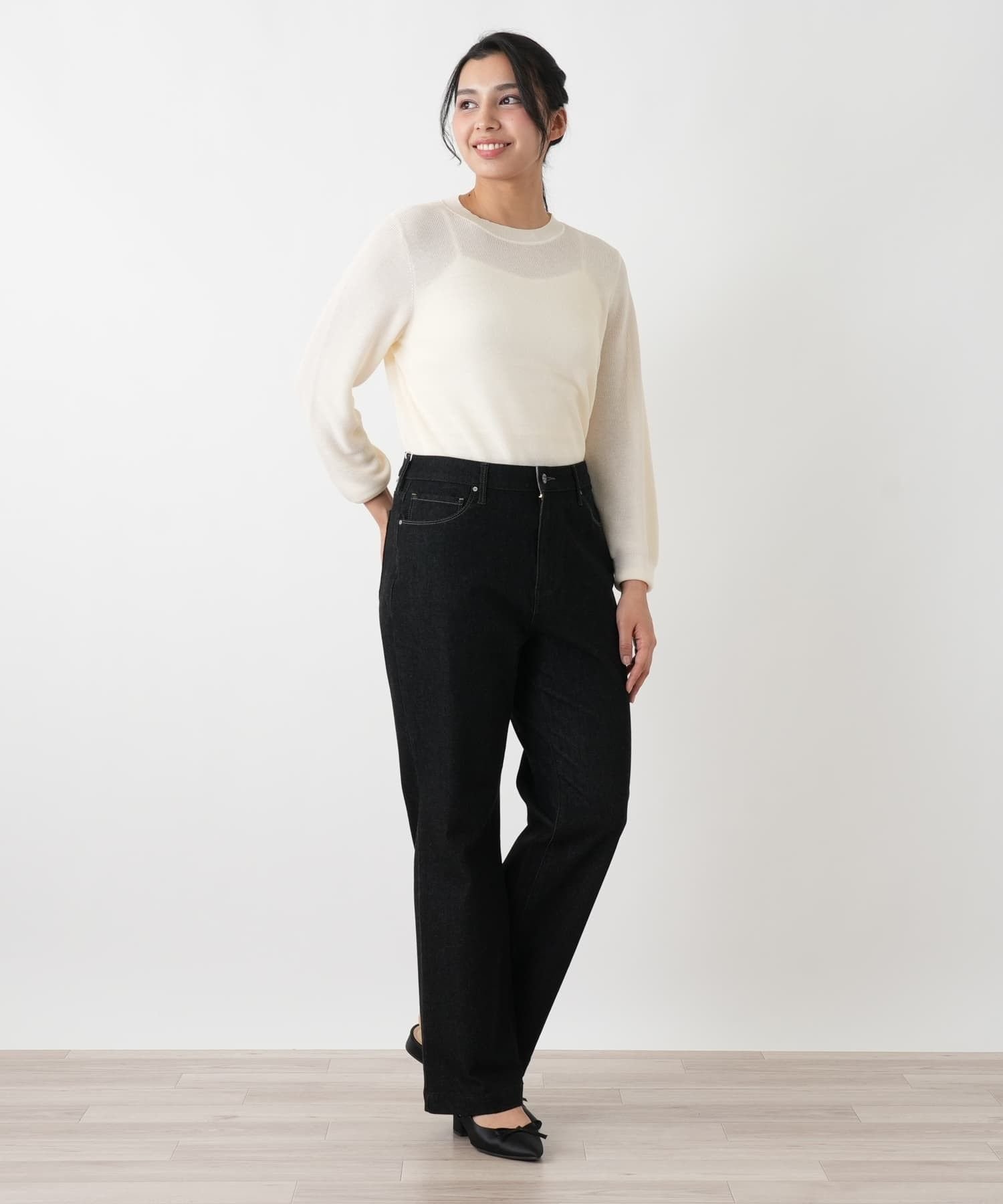 Leilian PLUS HOUSE ジーンズ L JEANS レリアン プラスハウス パンツ ジーンズ・デニムパンツ ブラック グレー