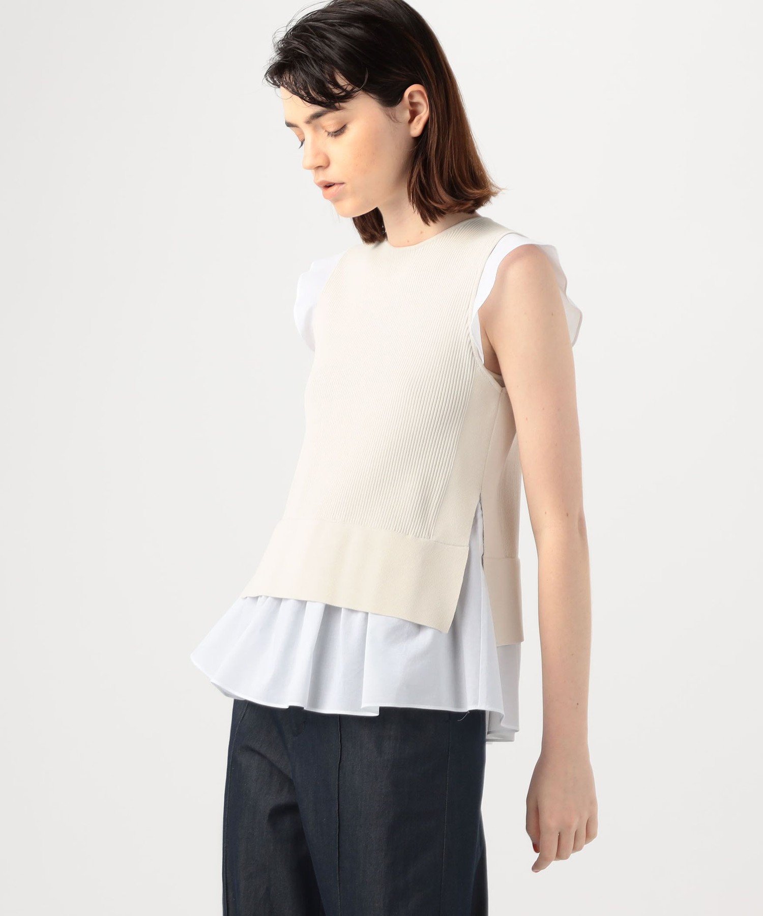 Ballsey ファブリックコンビ レイヤードプルオーバー トゥモローランド ニット ノースリーブニット/ベスト【送料無料】