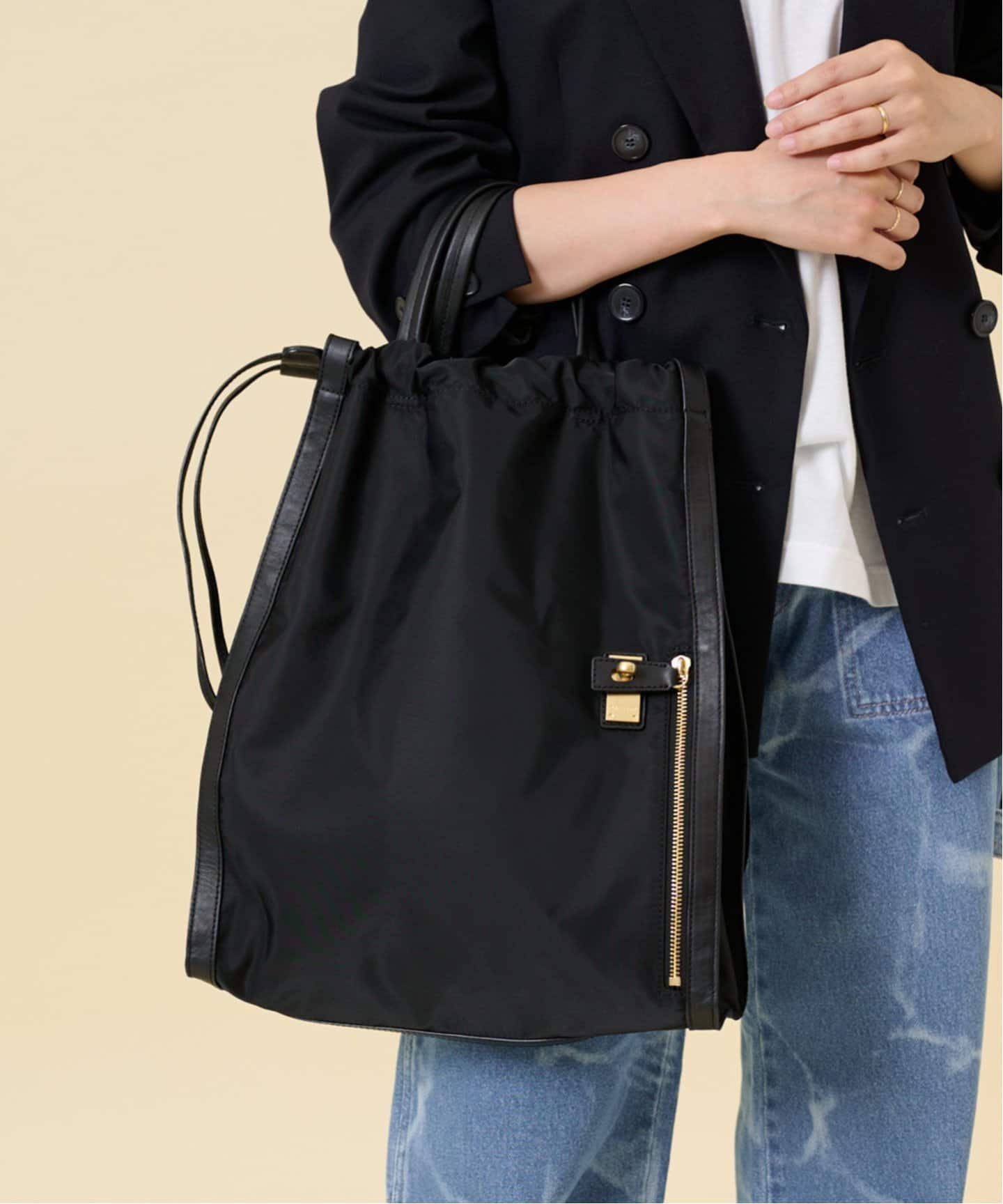 U by SPICK&SPAN ≪追加予約≫【ORSETTO/オルセット】 ナイロン2wayトートバッグ2 ユーバイスピックアンドスパン バッグ トートバッグ ブラック【送料無料】のサムネイル
