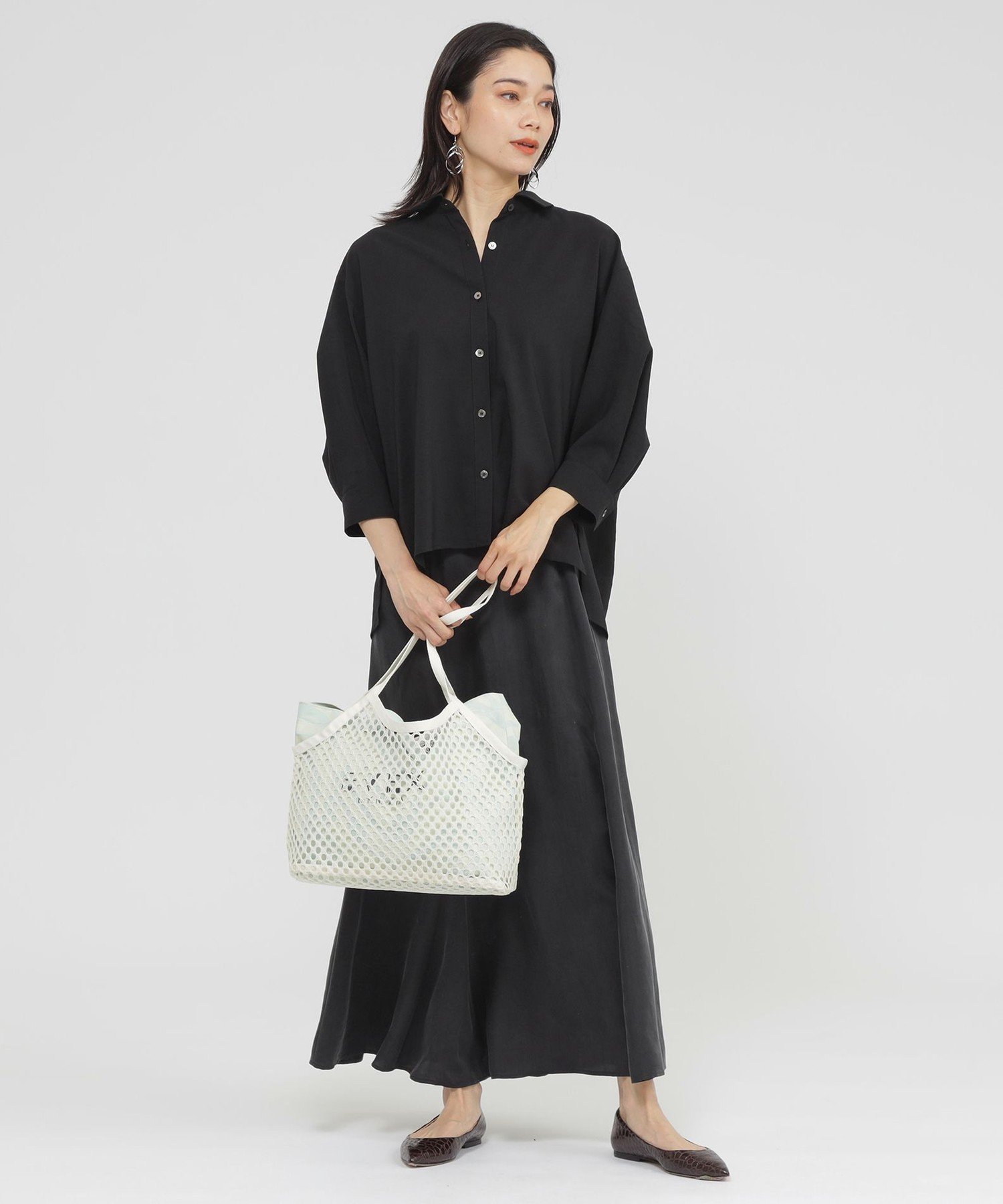 【接触冷感】【UV対策】【ウォッシャブル】リネンライクタンブラーショートブラウス エヴェックス バイ クリツィア トップス シャツ・ブラウス ベージュ ブラック