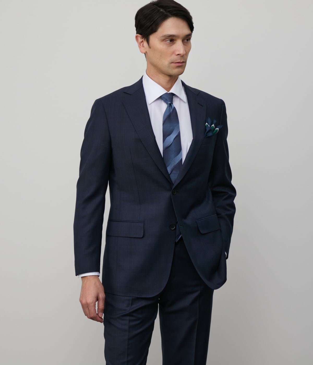 NEWYORKER MEN Ermenegildo Zegna TRAVELLER チェックスーツ ニューヨーカー スーツ・フォーマル セットアップスーツ ネイビー【送料無料】