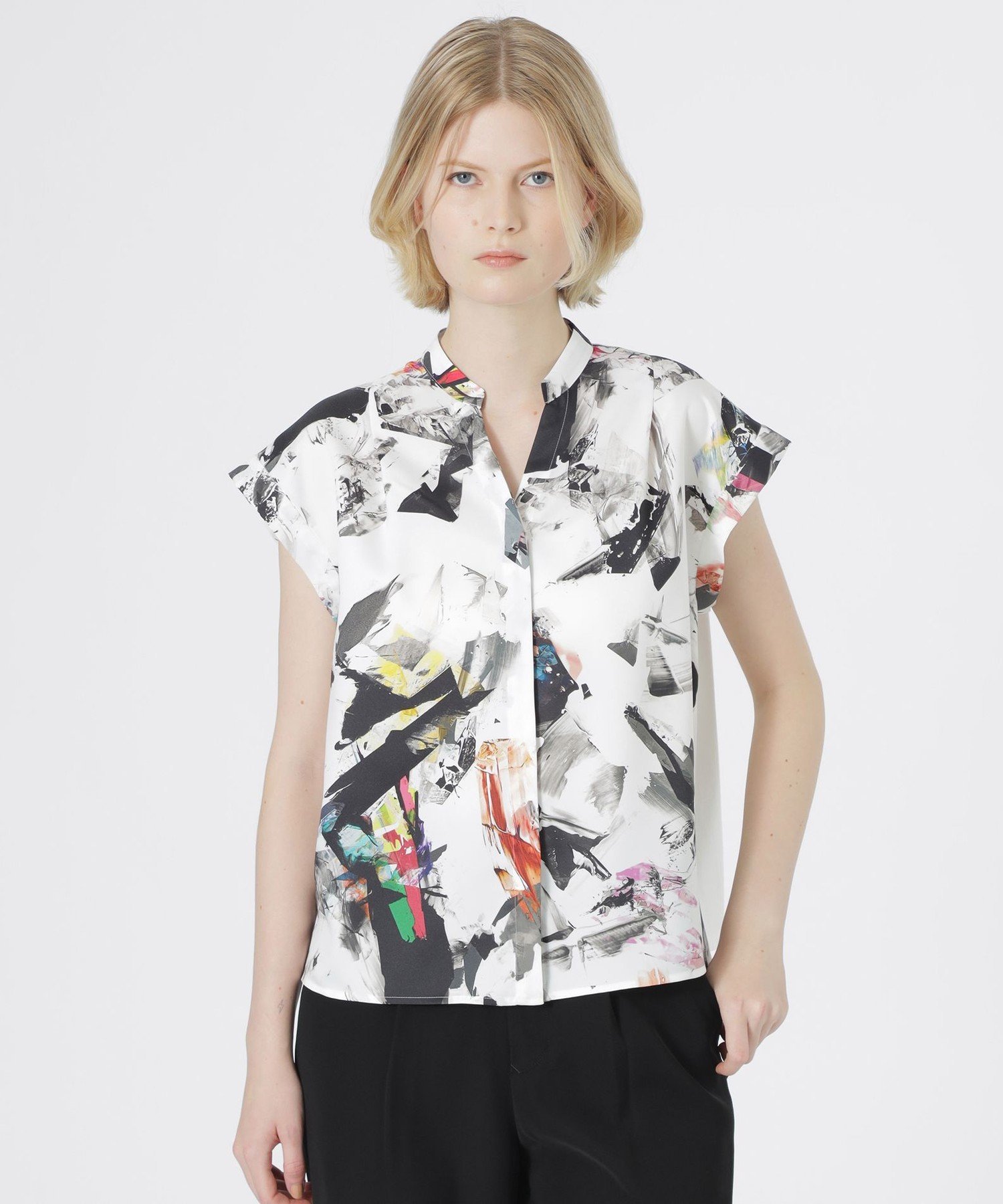 LOVELESS 【KANAKO SASAKI】コラボレーション ノースリーブシャツ ラブレス トップス シャツ・ブラウス ブラック ブルー