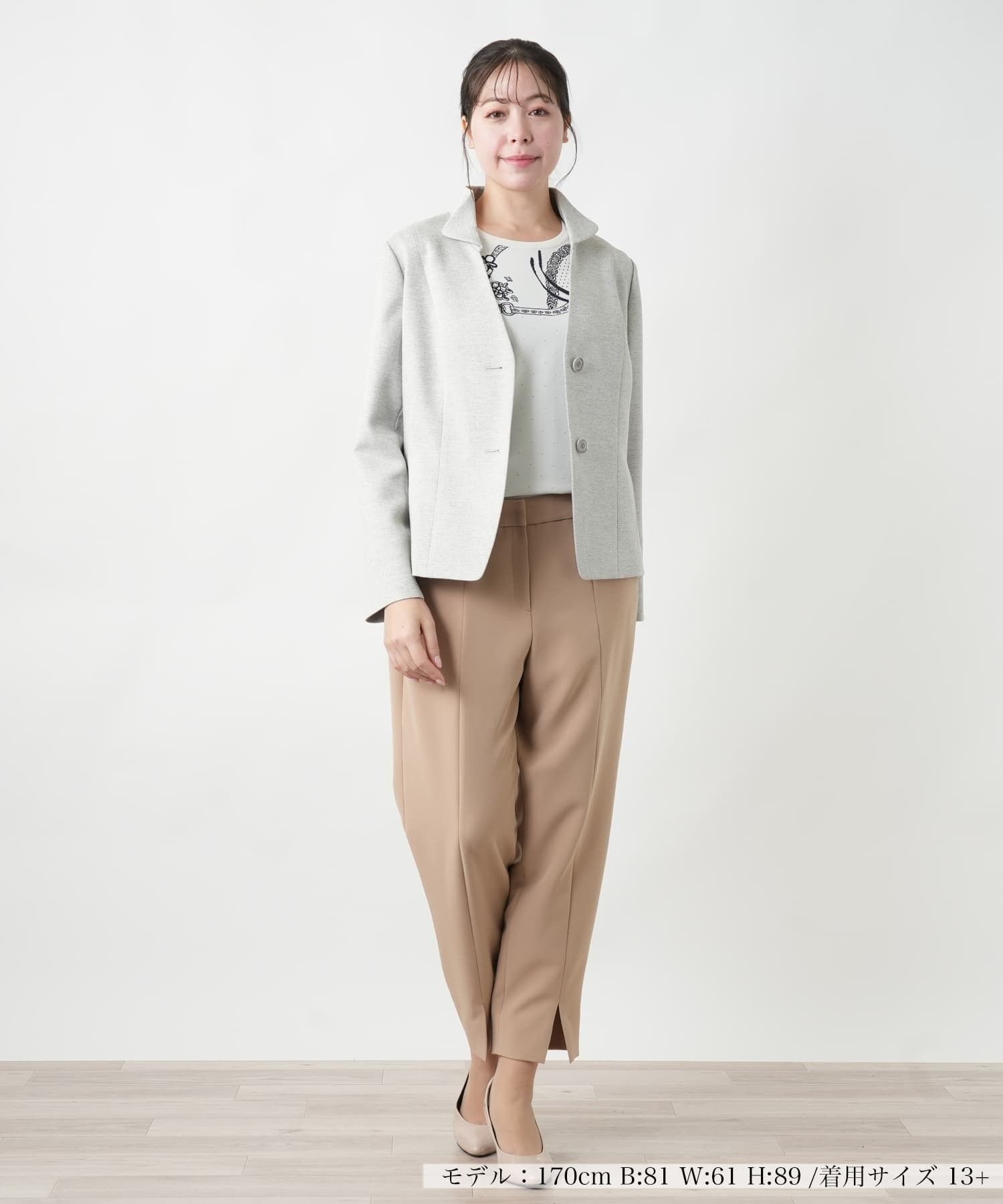 Leilian PLUS HOUSE 【店頭人気】美シルエットジャケット レリアン プラスハウス ジャケット・アウター テーラードジャケット・ブレザー グレー