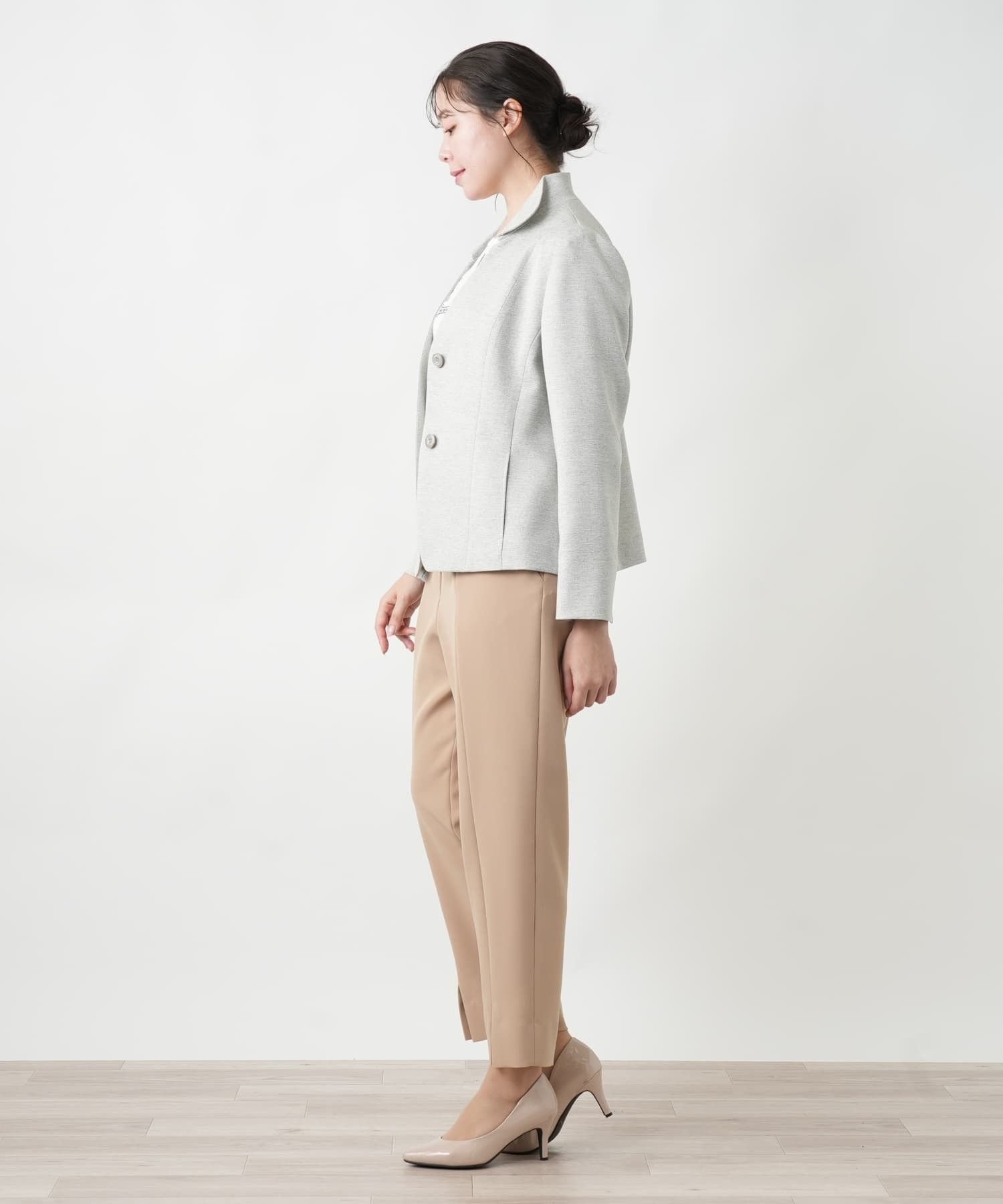 Leilian PLUS HOUSE 【店頭人気】美シルエットジャケット レリアン プラスハウス ジャケット・アウター テーラードジャケット・ブレザー グレー