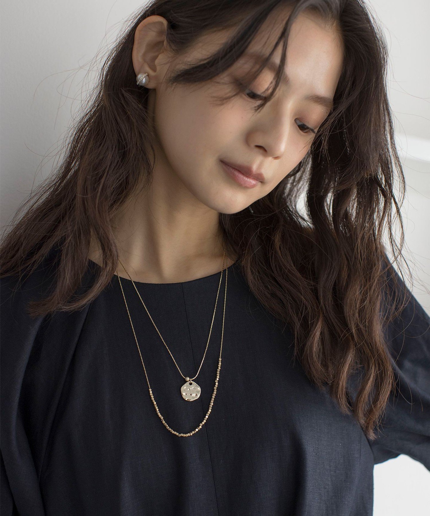 組曲 リネンレーヨン ワンピース クミキョク ワンピース・ドレス ワンピース ネイビー グレー