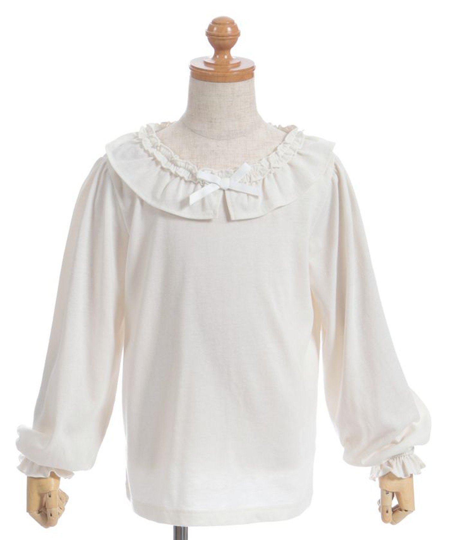 axes femme kids リボン*フリルトップス アクシーズファム トップス カットソー・Tシャツ ベージュ